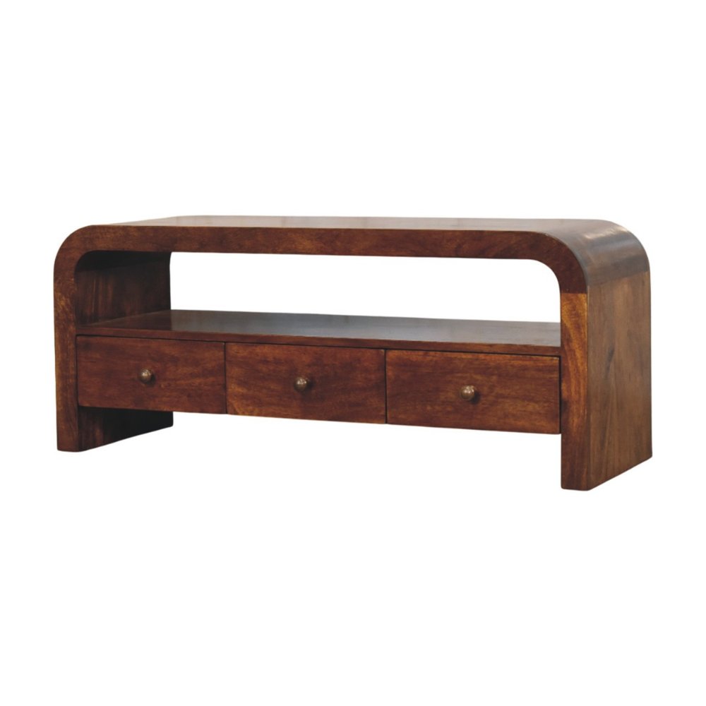 43" Brown Solid Wood Enclosed and Open Storage TV Stand HomeRoots