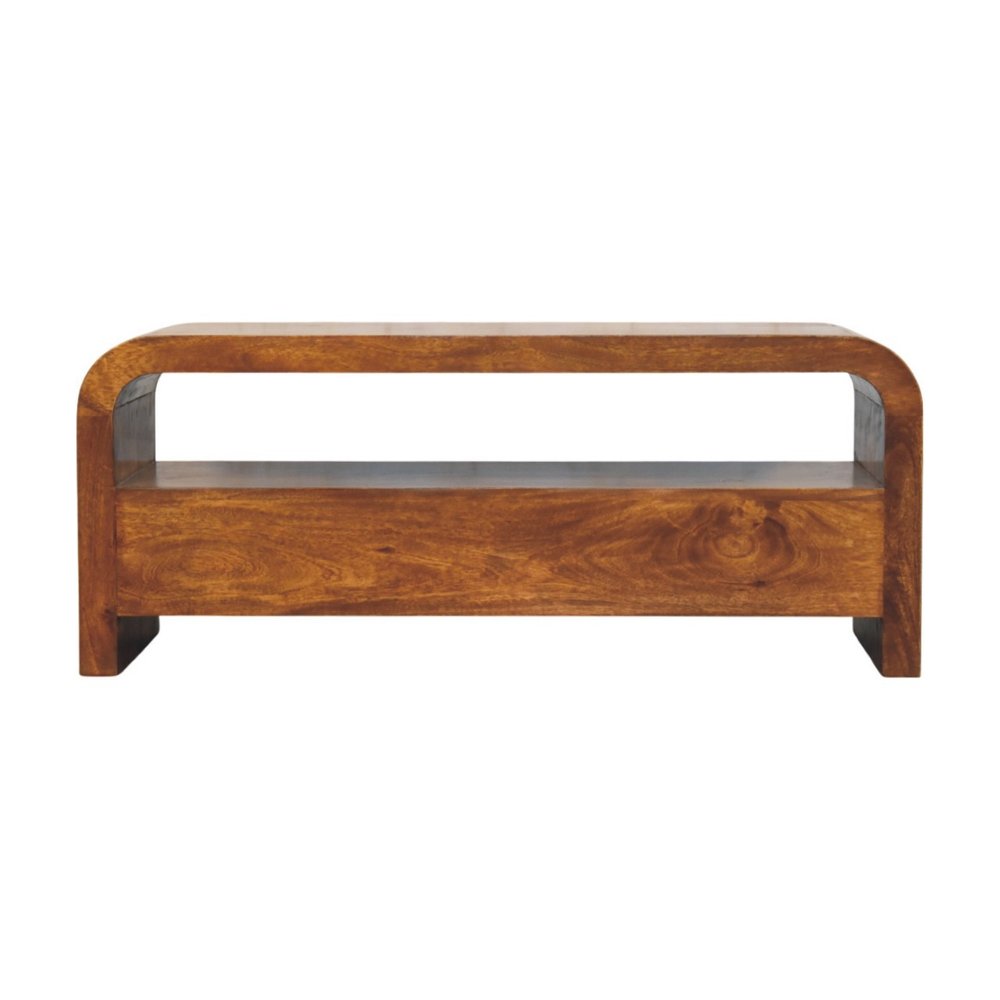 43" Brown Solid Wood Enclosed and Open Storage TV Stand HomeRoots