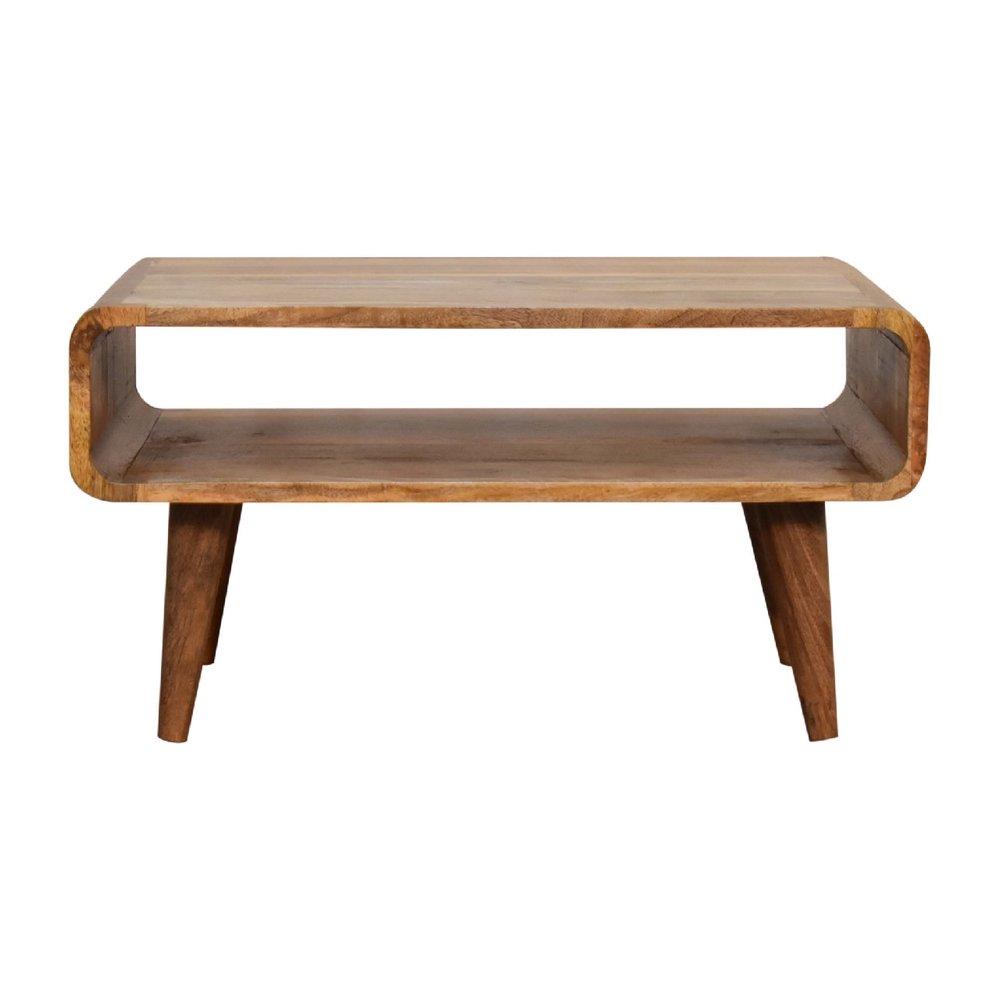 26" Brown Solid Wood Open Shelving TV Stand — view 1