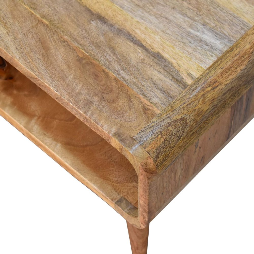 26" Brown Solid Wood Open Shelving TV Stand — view 5