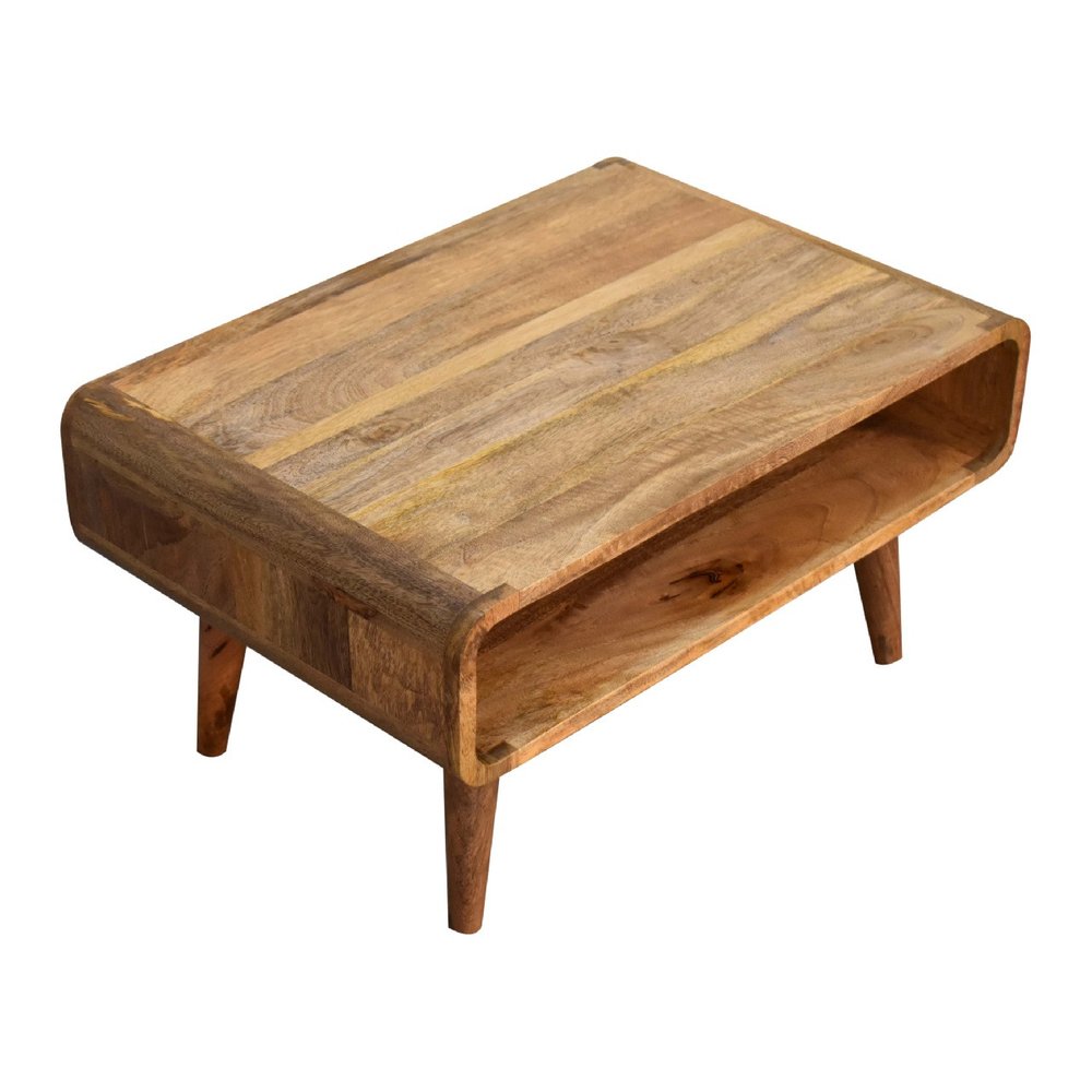 26" Brown Solid Wood Open Shelving TV Stand — view 6