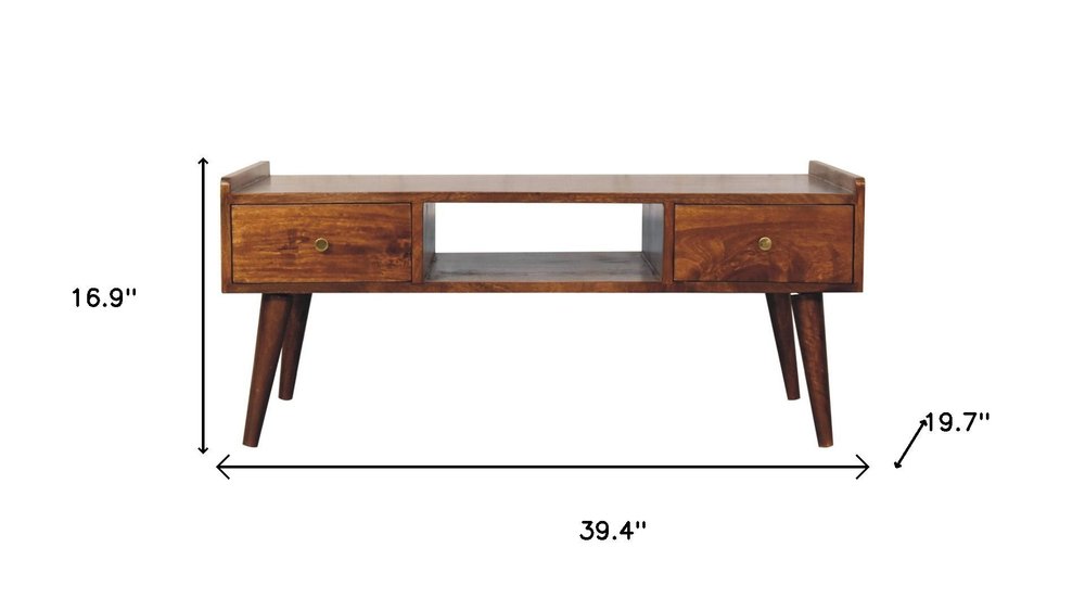 39" Brown Solid Wood Enclosed and Open Storage TV Stand HomeRoots