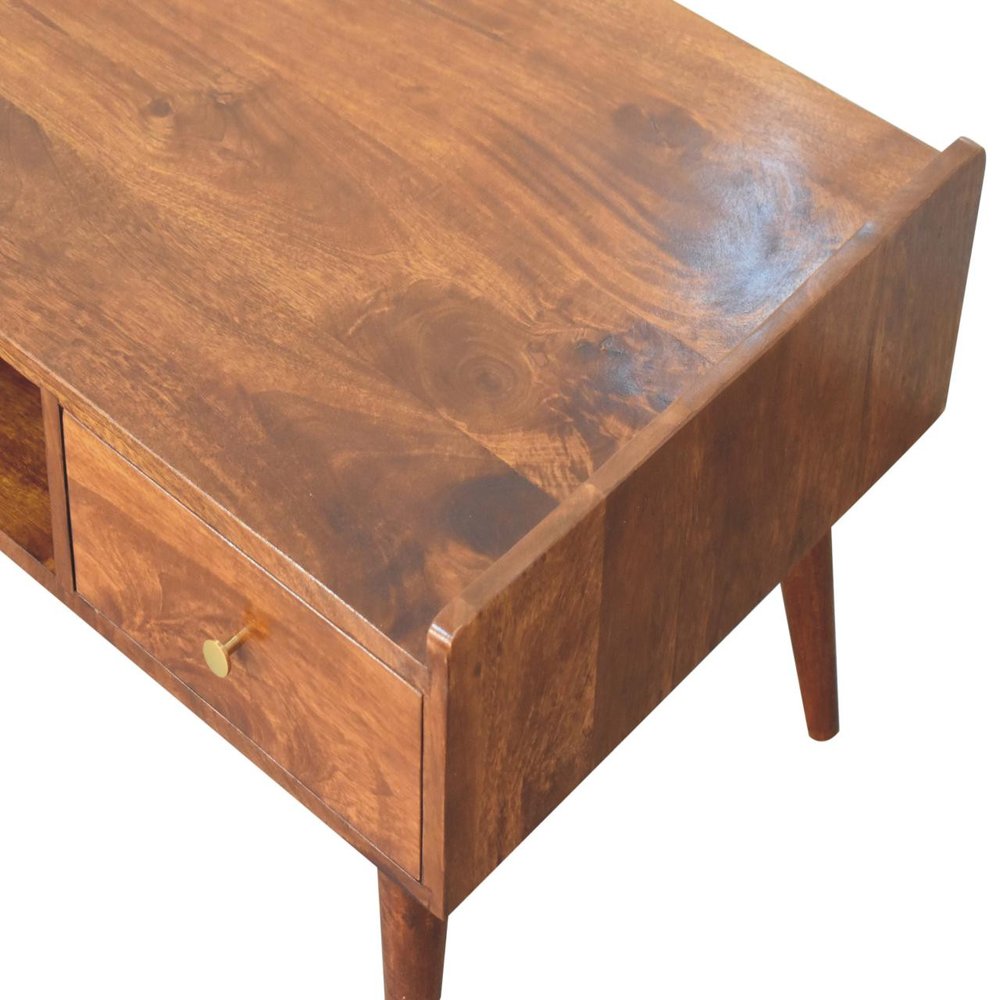 39" Brown Solid Wood Enclosed and Open Storage TV Stand HomeRoots