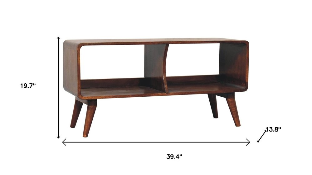 39" Brown Solid Wood Enclosed and Open Storage TV Stand HomeRoots