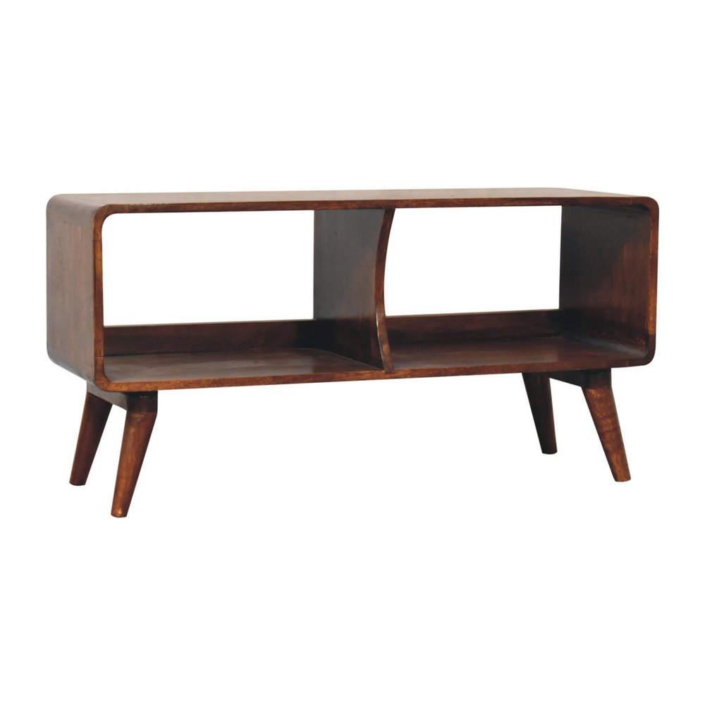 39" Brown Solid Wood Enclosed and Open Storage TV Stand HomeRoots