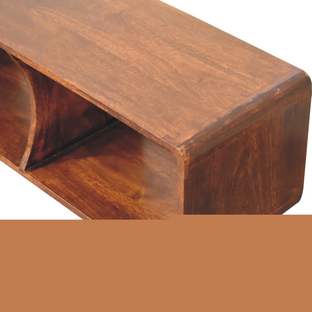 39" Brown Solid Wood Enclosed and Open Storage TV Stand HomeRoots