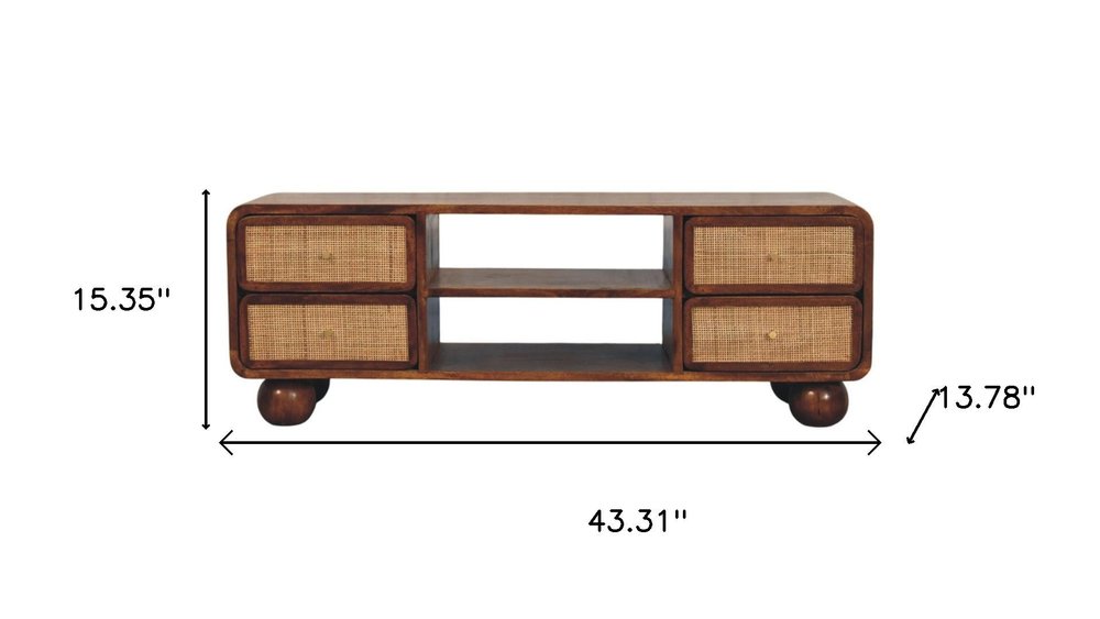 43" Brown Solid Wood Enclosed and Open Storage TV Stand HomeRoots