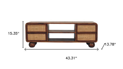 43" Brown Solid Wood Enclosed and Open Storage TV Stand HomeRoots
