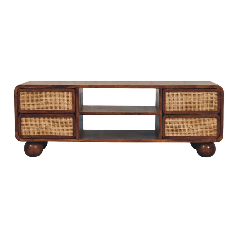 43" Brown Solid Wood Enclosed and Open Storage TV Stand HomeRoots