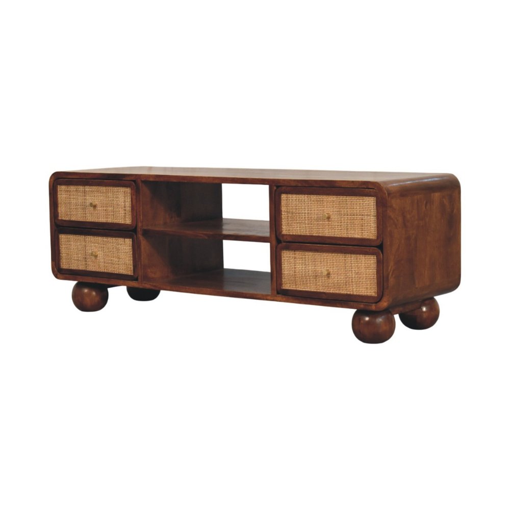 43" Brown Solid Wood Enclosed and Open Storage TV Stand HomeRoots