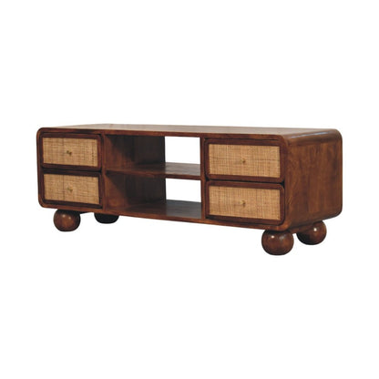 43" Brown Solid Wood Enclosed and Open Storage TV Stand HomeRoots