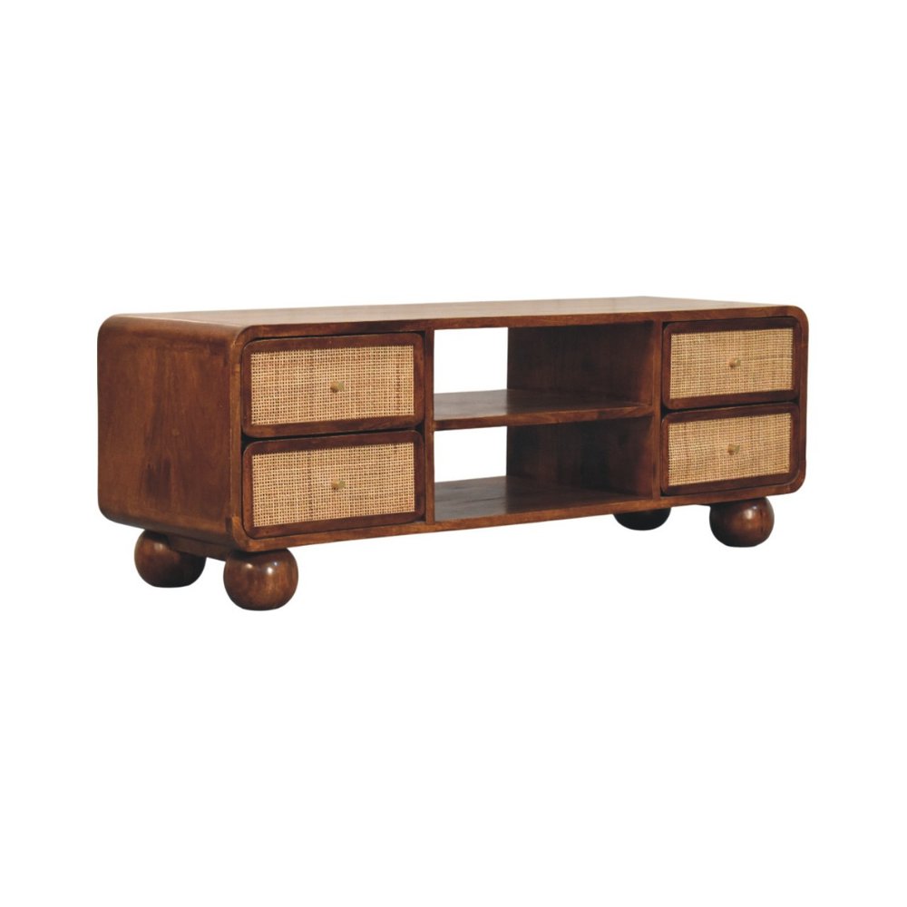 43" Brown Solid Wood Enclosed and Open Storage TV Stand HomeRoots