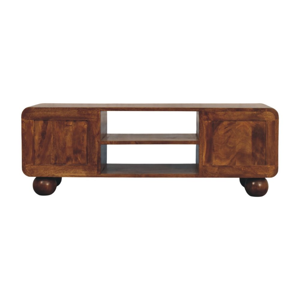 43" Brown Solid Wood Enclosed and Open Storage TV Stand HomeRoots