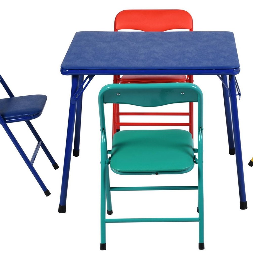 Blue PVC Veneer and Steel Square Furniture Set HomeRoots