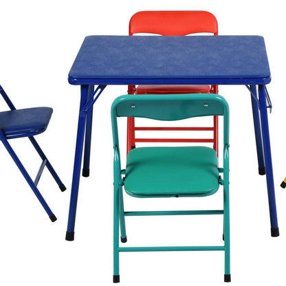 Blue PVC Veneer and Steel Square Furniture Set HomeRoots