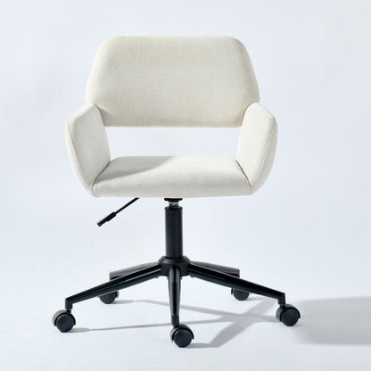 Beige and Black Adjustable Height Swivel Rolling Office Chair HomeRoots
