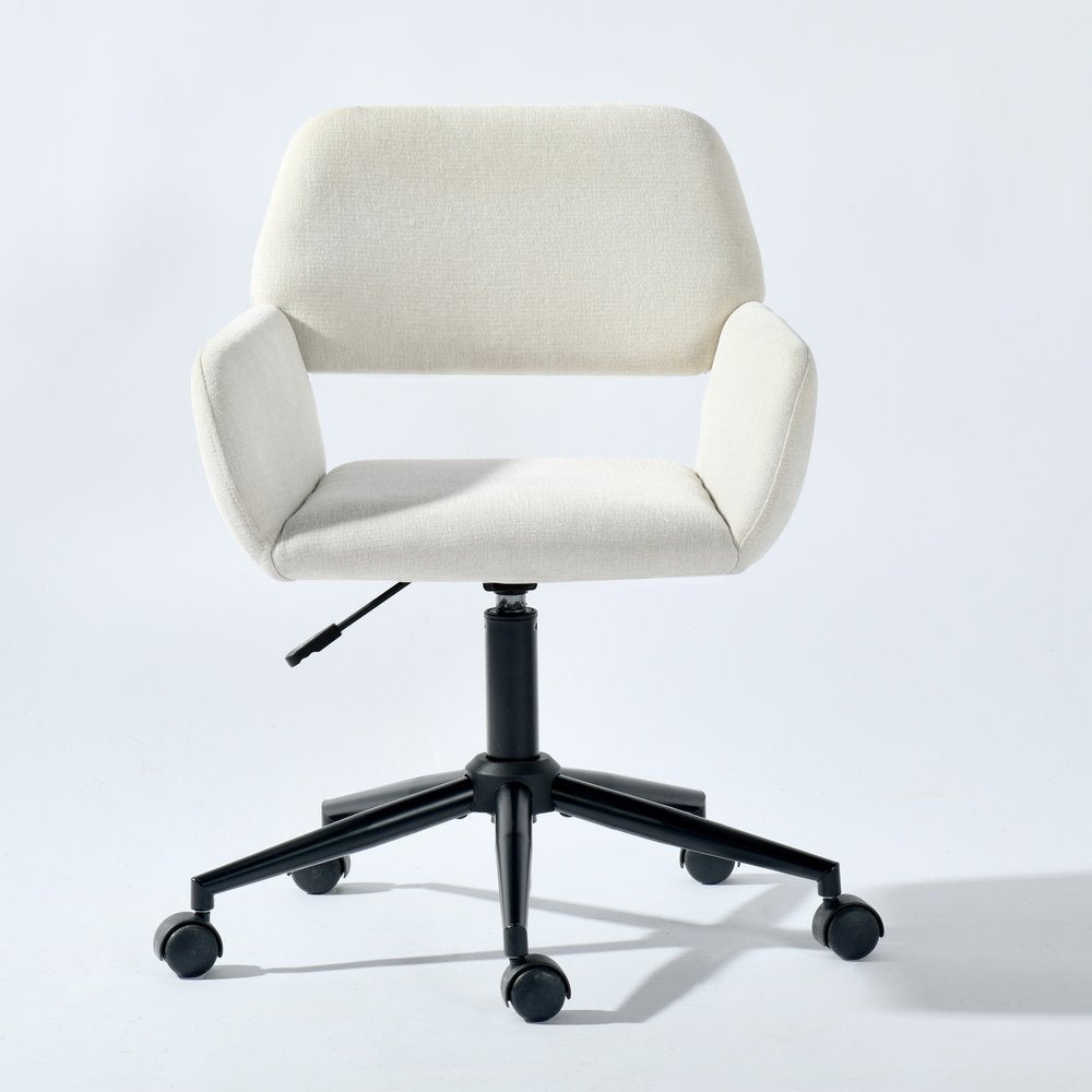 Beige and Black Adjustable Height Swivel Rolling Office Chair HomeRoots