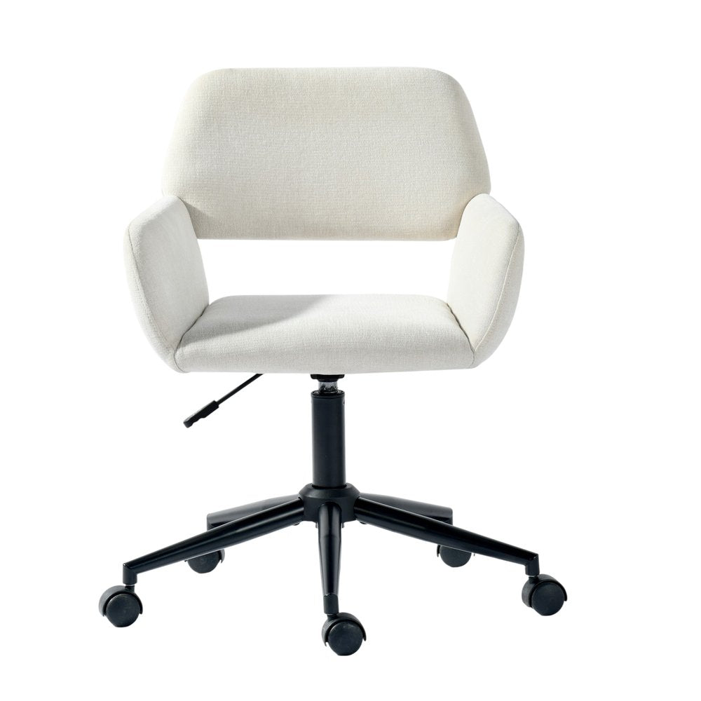 Beige and Black Adjustable Height Swivel Rolling Office Chair — view 7