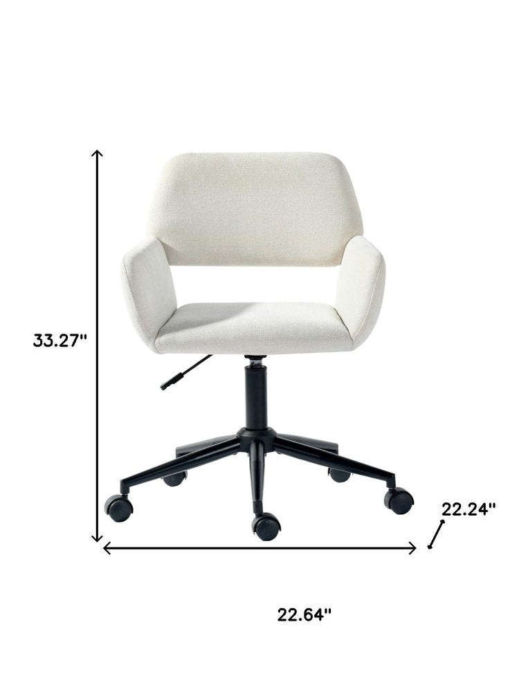 Beige and Black Adjustable Height Swivel Rolling Office Chair HomeRoots