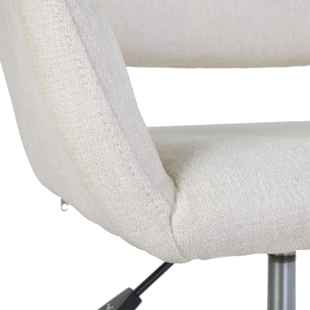 Beige and Black Adjustable Height Swivel Rolling Office Chair