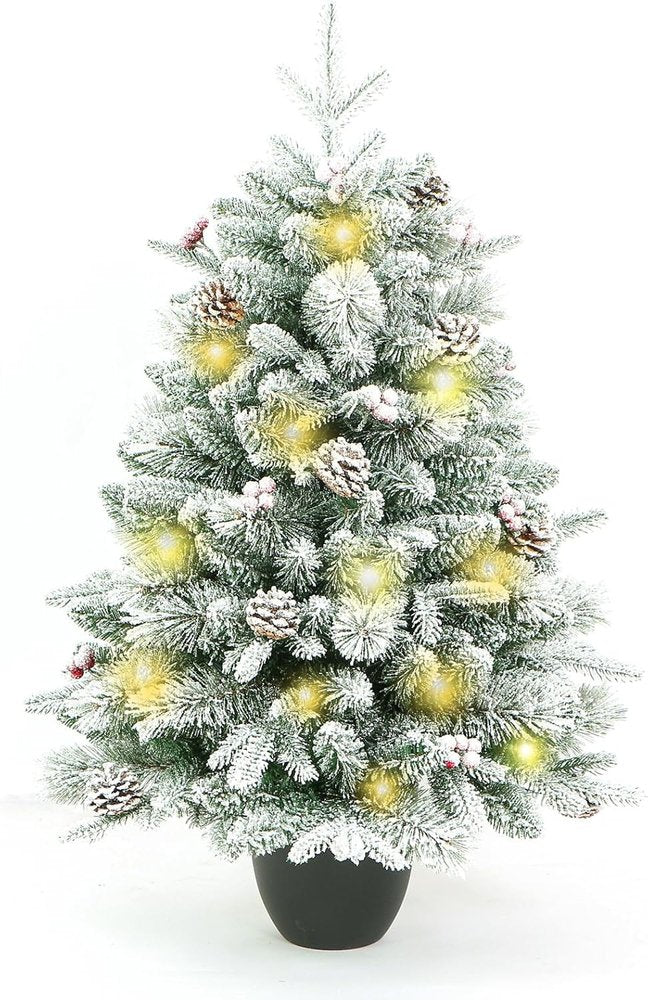 3' Full Flocked Pine Christmas Tree With Decorations HomeRoots