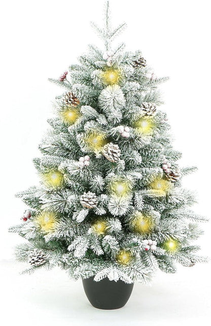 3' Full Flocked Pine Christmas Tree With Decorations HomeRoots