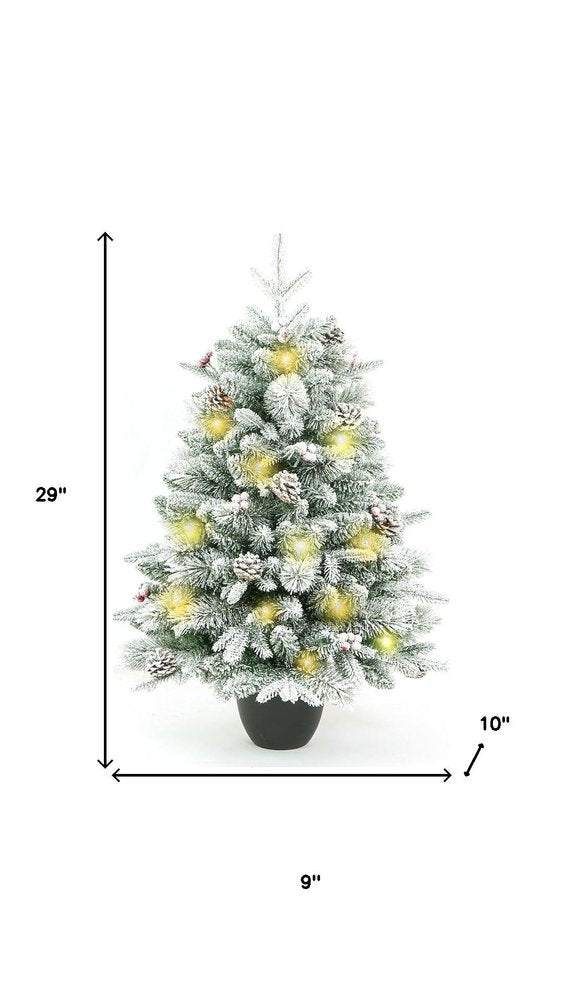 3' Full Flocked Pine Christmas Tree With Decorations HomeRoots