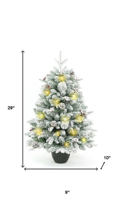 3' Full Flocked Pine Christmas Tree With Decorations HomeRoots