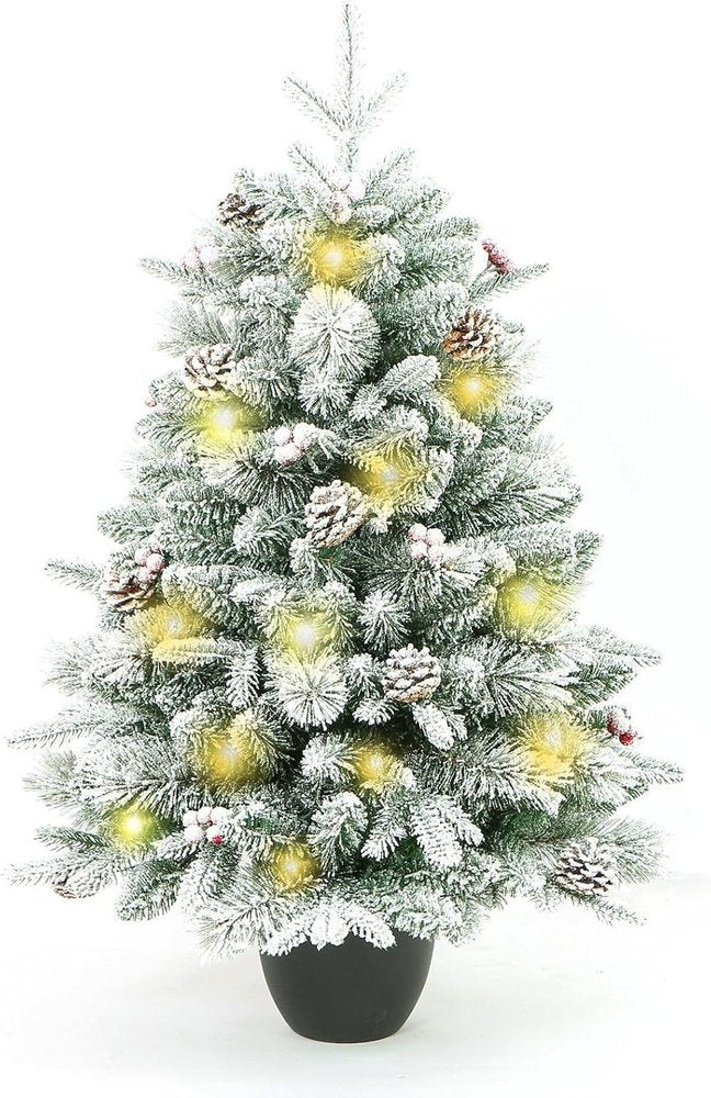 3' Full Flocked Pine Christmas Tree With Decorations HomeRoots