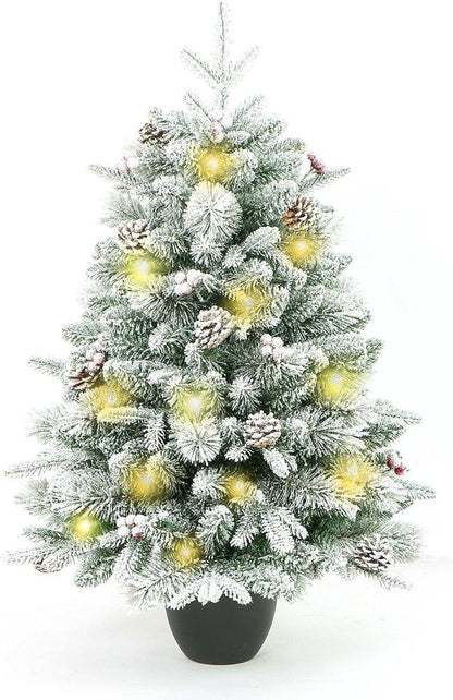 3' Full Flocked Pine Christmas Tree With Decorations HomeRoots