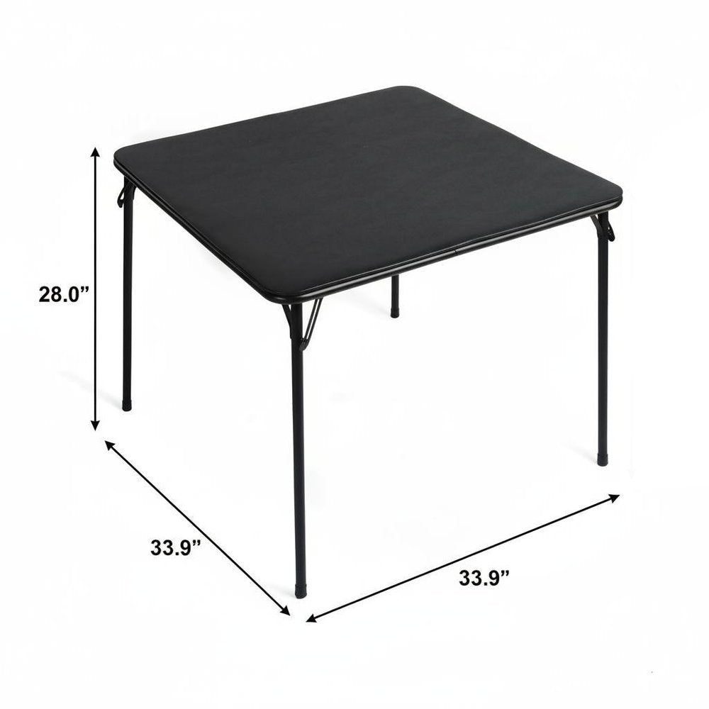 34" Black Wood and Metal Folding Square Card Table HomeRoots