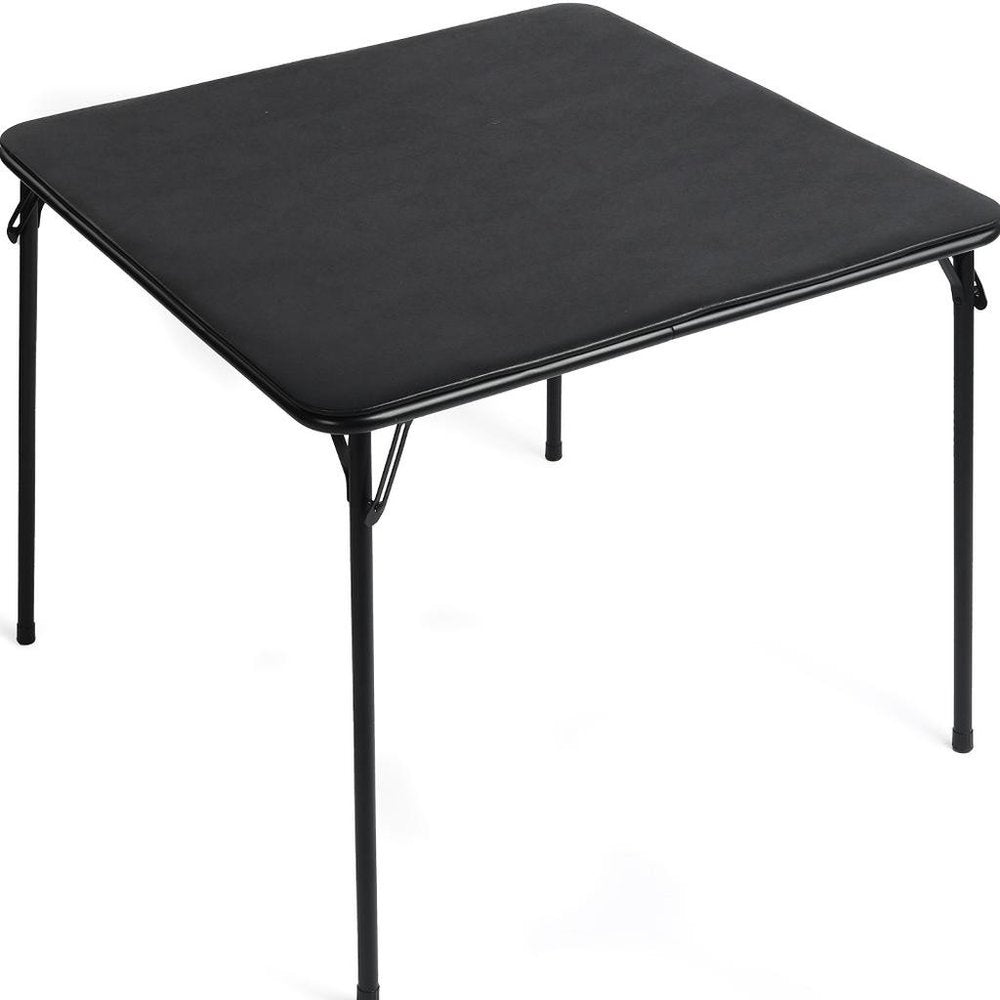34" Black Wood and Metal Folding Square Card Table HomeRoots
