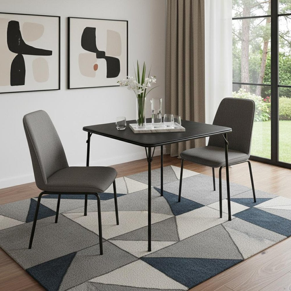 34" Black Wood and Metal Folding Square Card Table HomeRoots