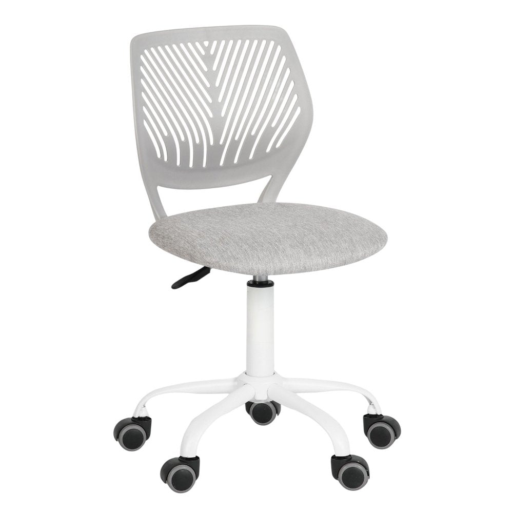 Gray and White Adjustable Height Swivel Rolling Office Chair
