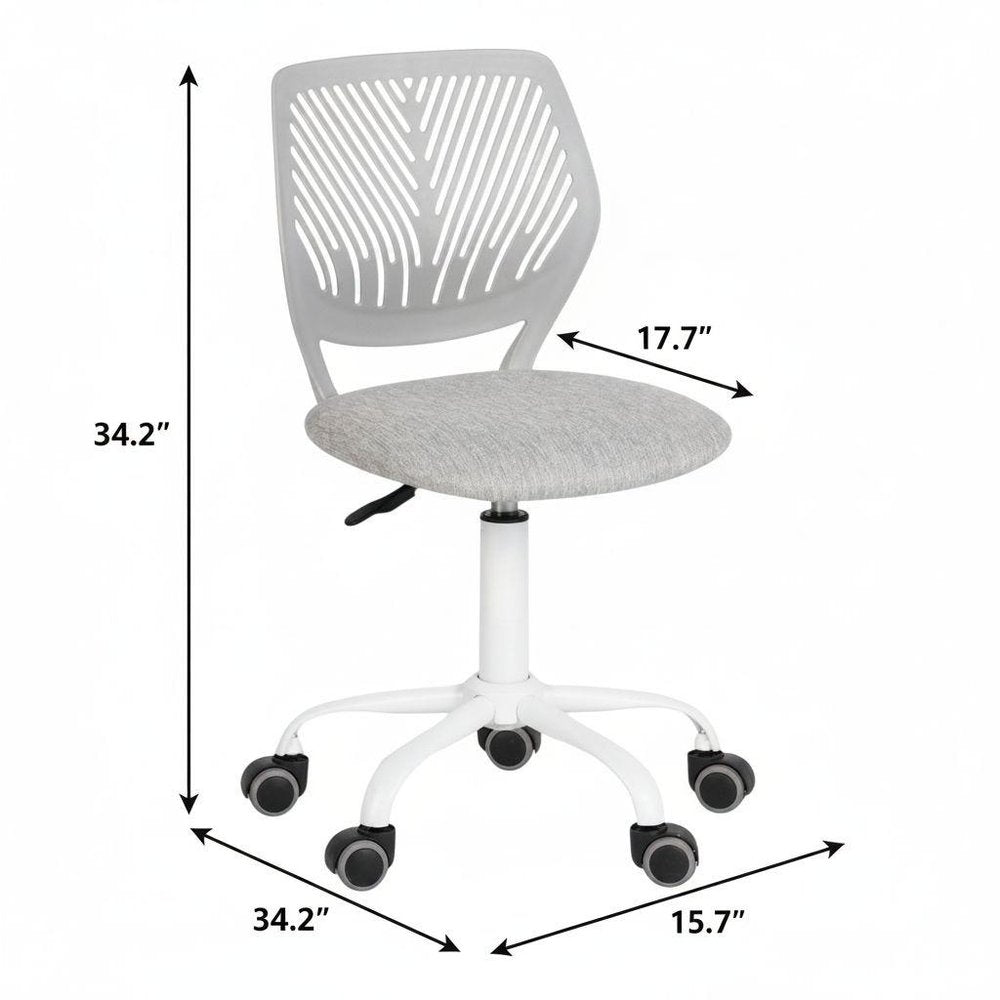 Gray and White Adjustable Height Swivel Rolling Office Chair HomeRoots