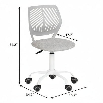 Gray and White Adjustable Height Swivel Rolling Office Chair HomeRoots