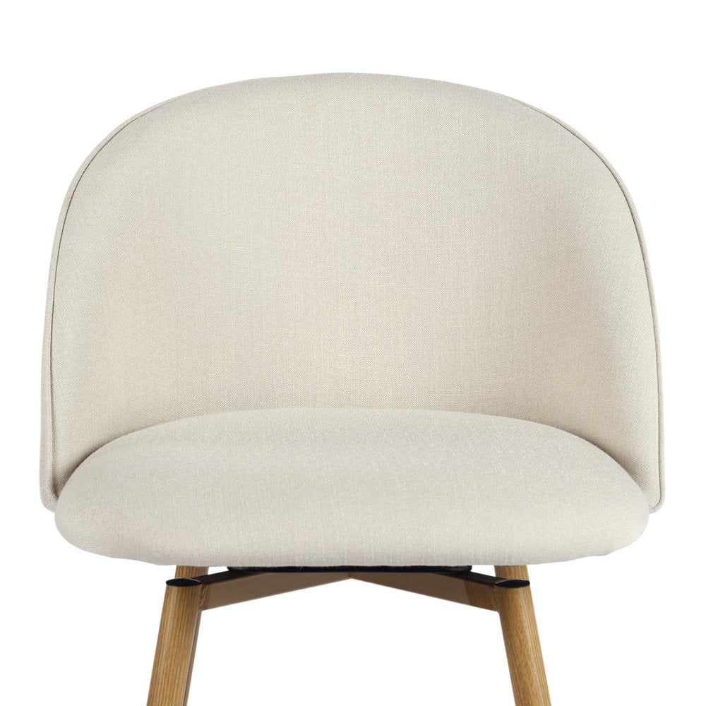 Set of Two 27" Beige And Oak Fabric And Metal Low Back Counter Height Swivel Bar Chairs HomeRoots
