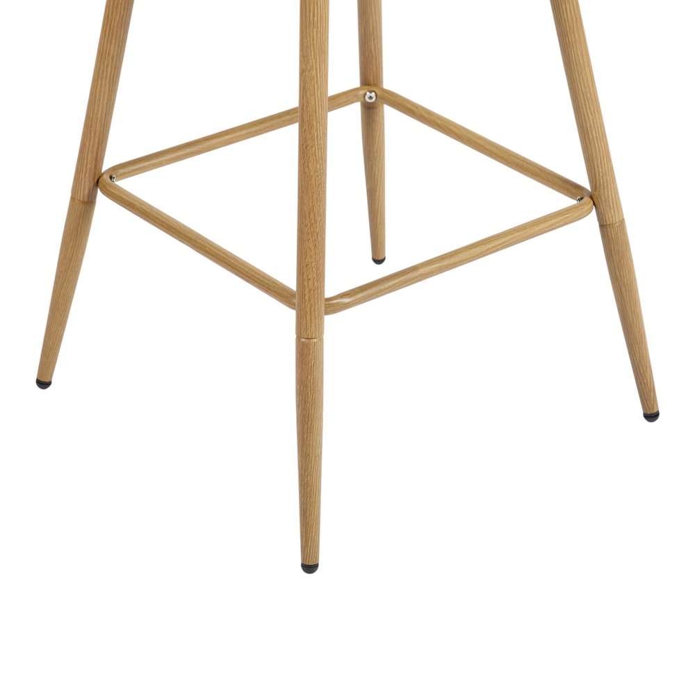 Set of Two 27" Beige And Oak Fabric And Metal Low Back Counter Height Swivel Bar Chairs HomeRoots