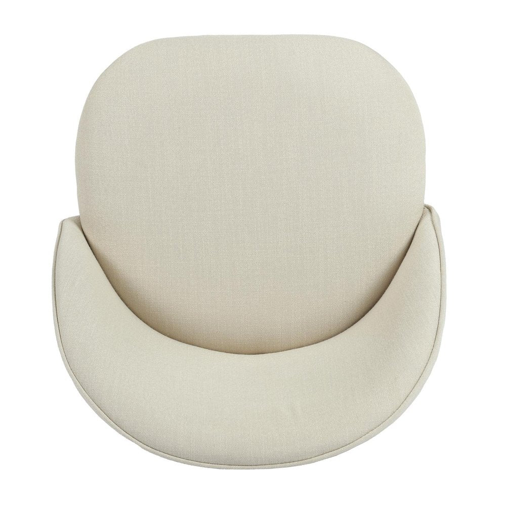 Set of Two 27" Beige And Oak Fabric And Metal Low Back Counter Height Swivel Bar Chairs HomeRoots