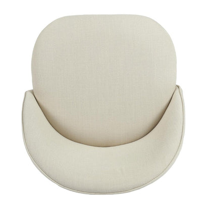 Set of Two 27" Beige And Oak Fabric And Metal Low Back Counter Height Swivel Bar Chairs HomeRoots