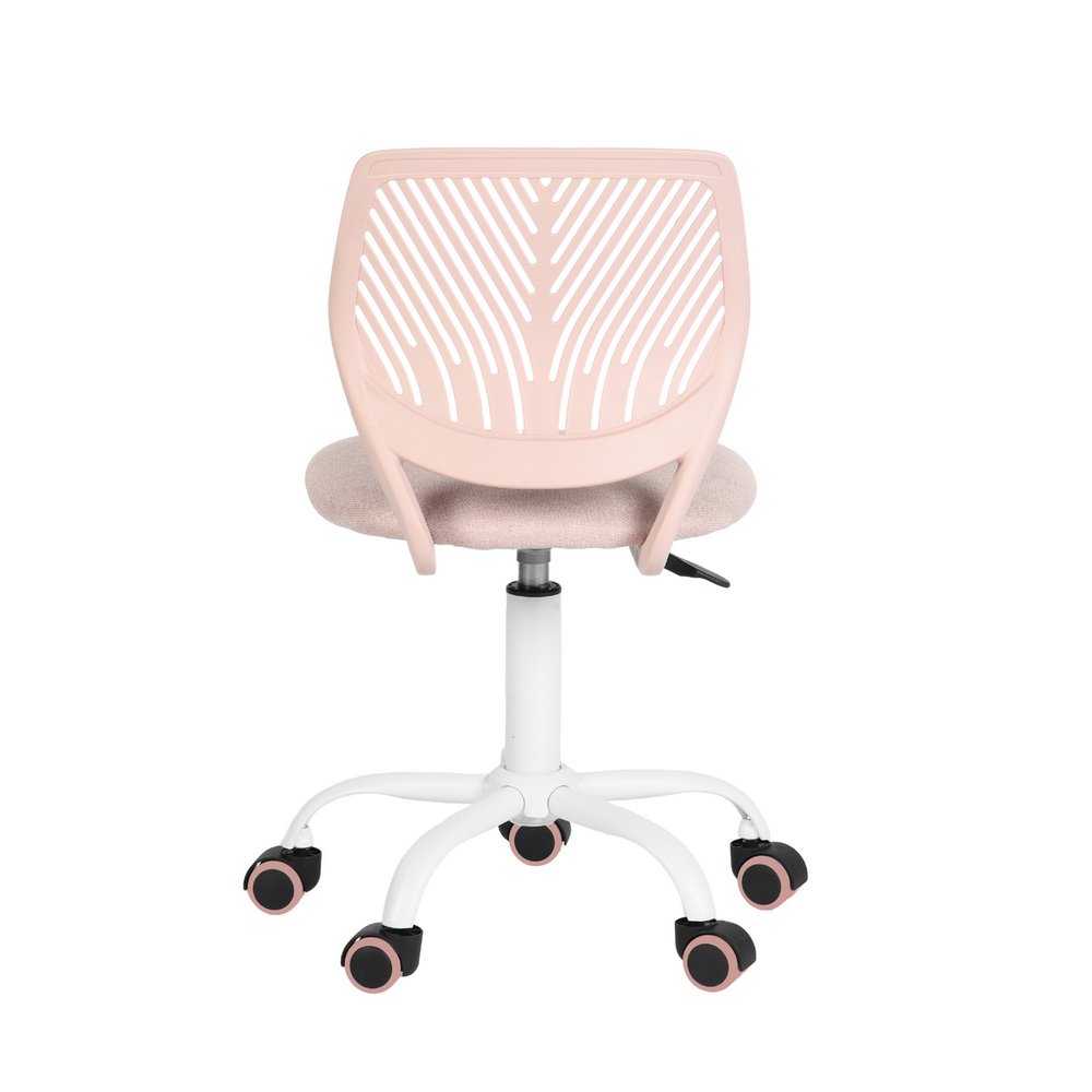 Pale Pink and White Adjustable Height Swivel Rolling Office Chair — view 2