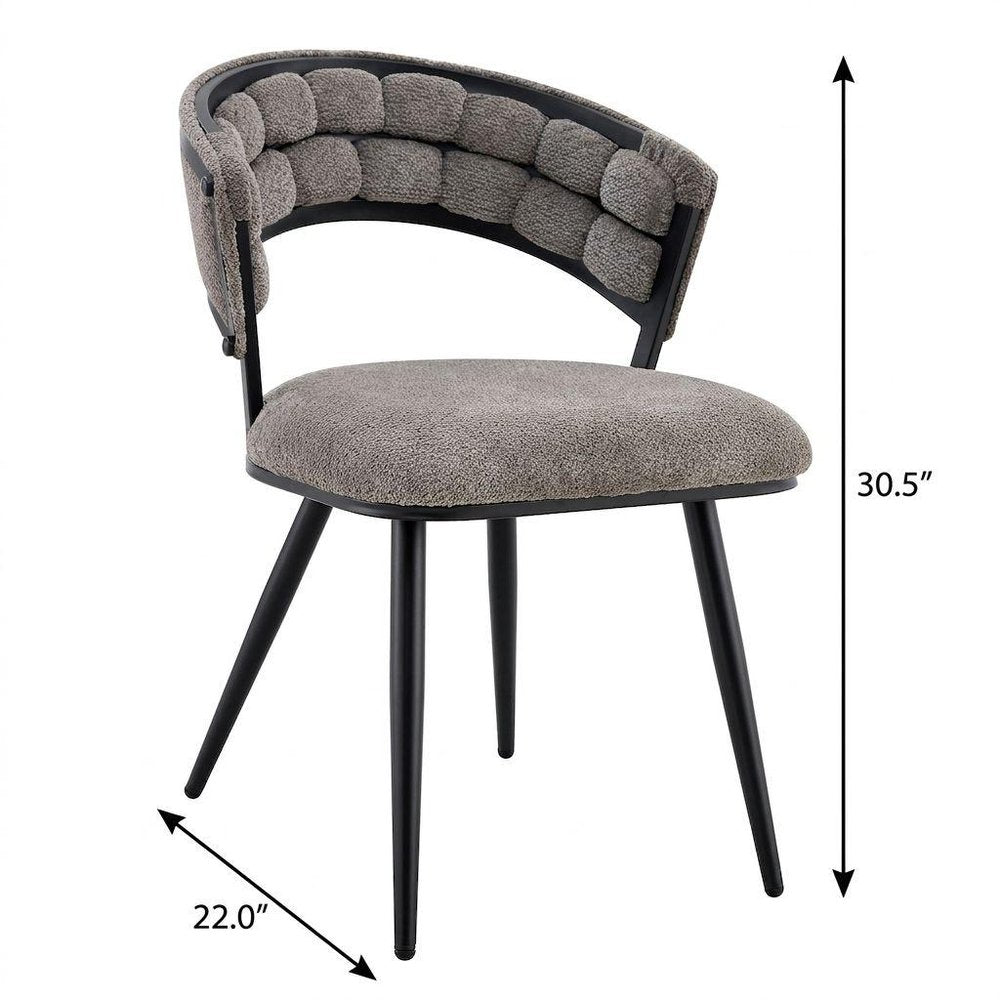 Set of Two Gray And Black Tufted Chenille And Metal Dining Side Chairs — view 6