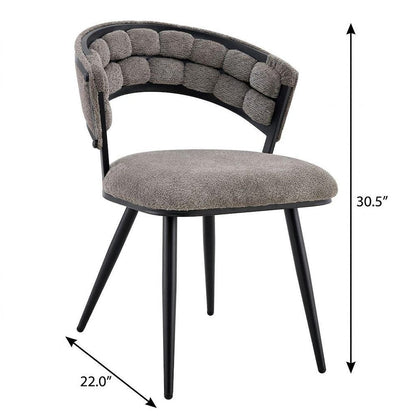 Set of Two Gray And Black Tufted Chenille And Metal Dining Side Chairs HomeRoots