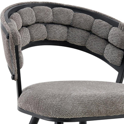 Set of Two Gray And Black Tufted Chenille And Metal Dining Side Chairs HomeRoots