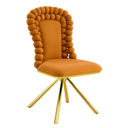 Set of Two Orange and Gold Velvet Dining Side Chairs HomeRoots