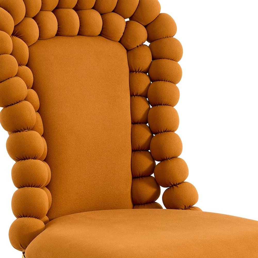 Set of Two Orange and Gold Velvet Dining Side Chairs HomeRoots