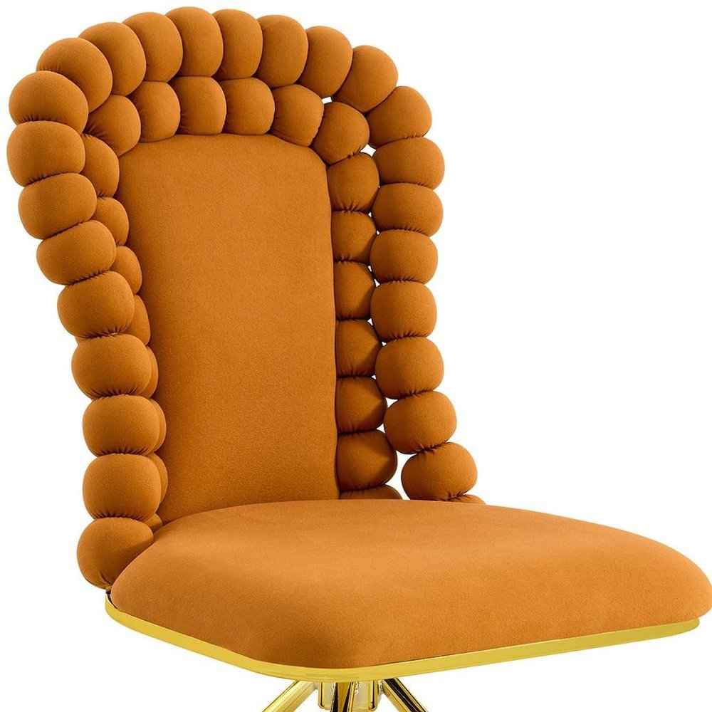 Set of Two Orange and Gold Velvet Dining Side Chairs HomeRoots
