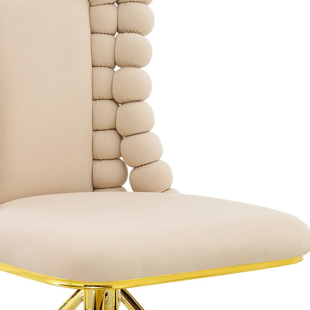 Set of Two Beige and Gold Velvet Dining Side Chairs HomeRoots