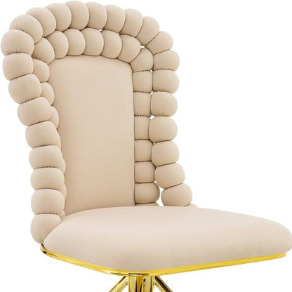 Set of Two Beige and Gold Velvet Dining Side Chairs HomeRoots