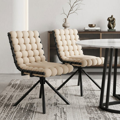 Set of Two Beige and Black Velvet Dining Side Chairs HomeRoots